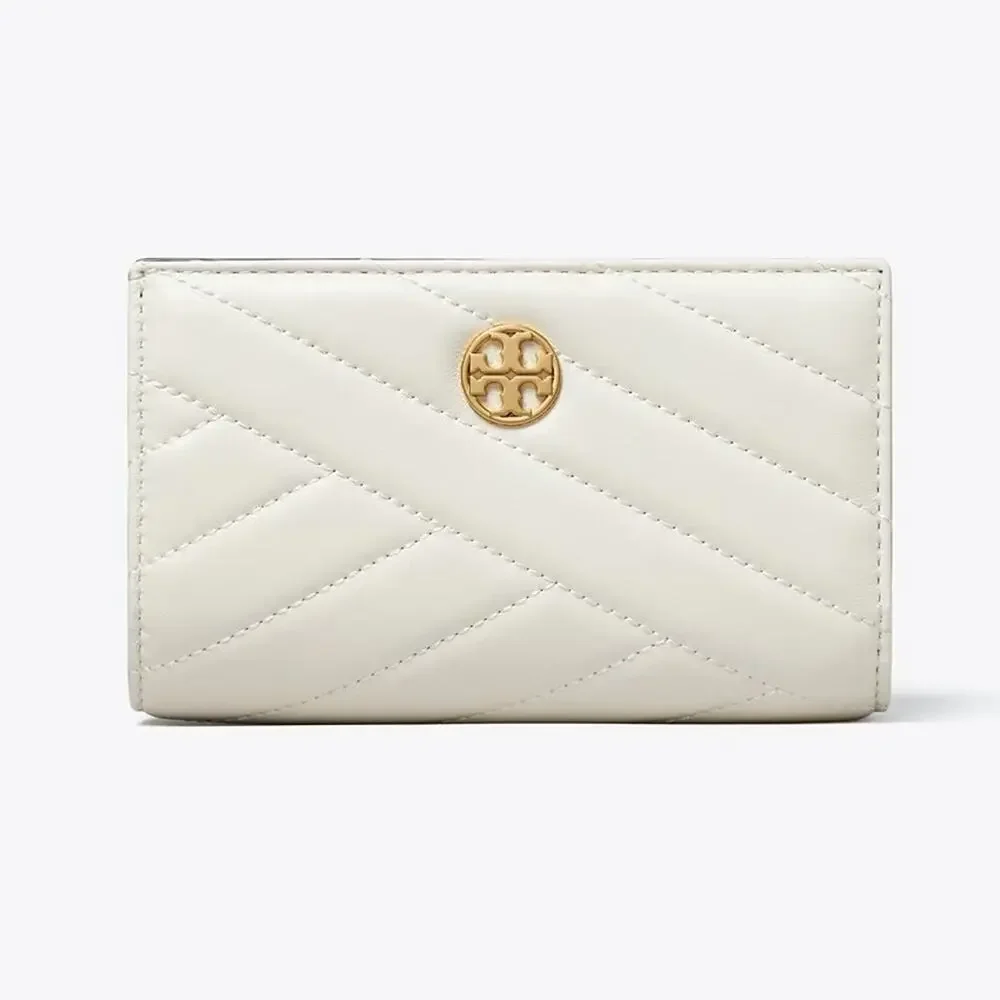 New‼️Tory Burch Willa Chevron Medium Wallet 187361 Light Cream $250